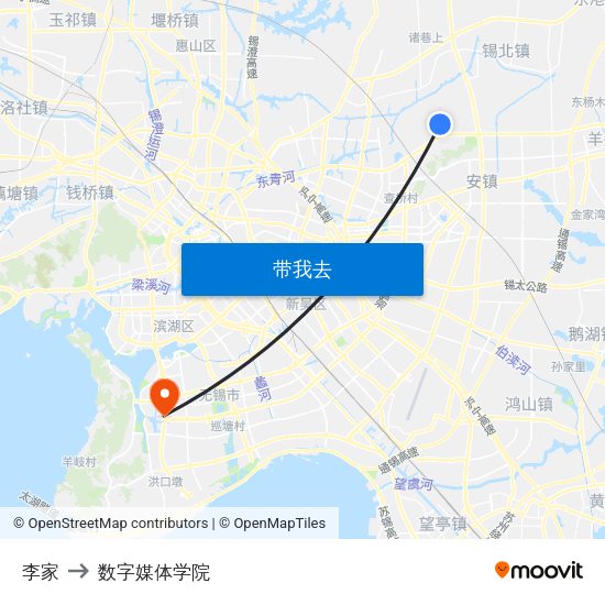 李家 to 数字媒体学院 map