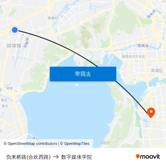 负来桥路(合欢西路) to 数字媒体学院 map