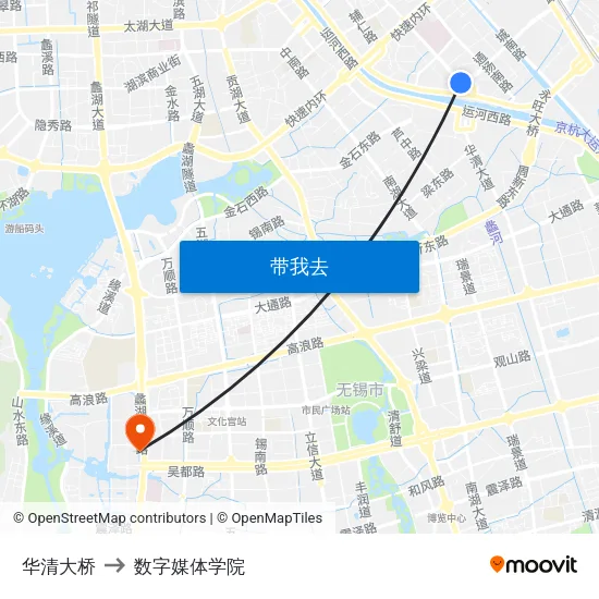 华清大桥 to 数字媒体学院 map