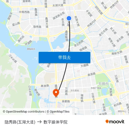 隐秀路(五湖大道) to 数字媒体学院 map
