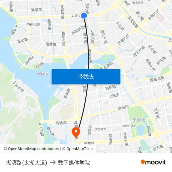湖滨路(太湖大道) to 数字媒体学院 map