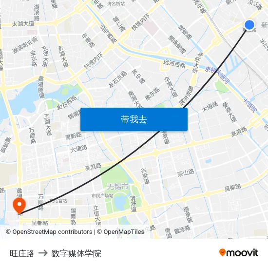 旺庄路 to 数字媒体学院 map