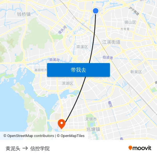 黄泥头 to 信控学院 map