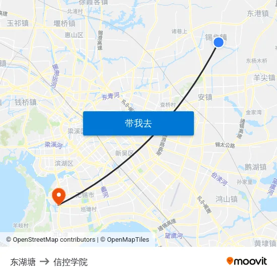 东湖塘 to 信控学院 map