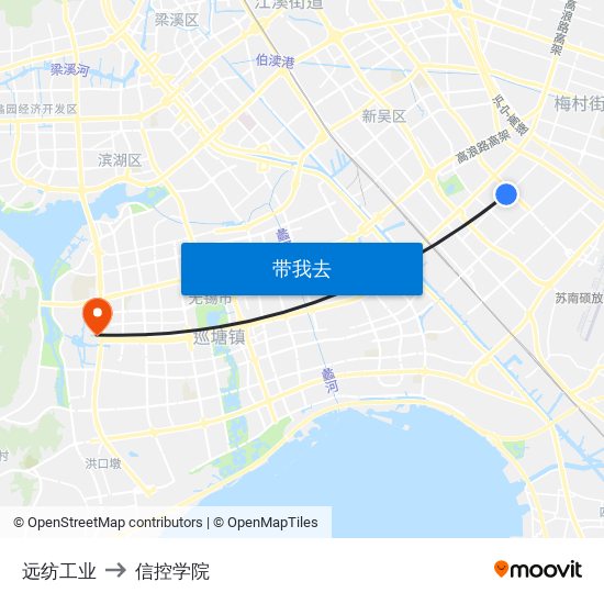 远纺工业 to 信控学院 map