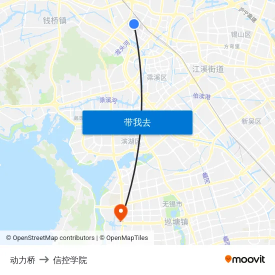 动力桥 to 信控学院 map