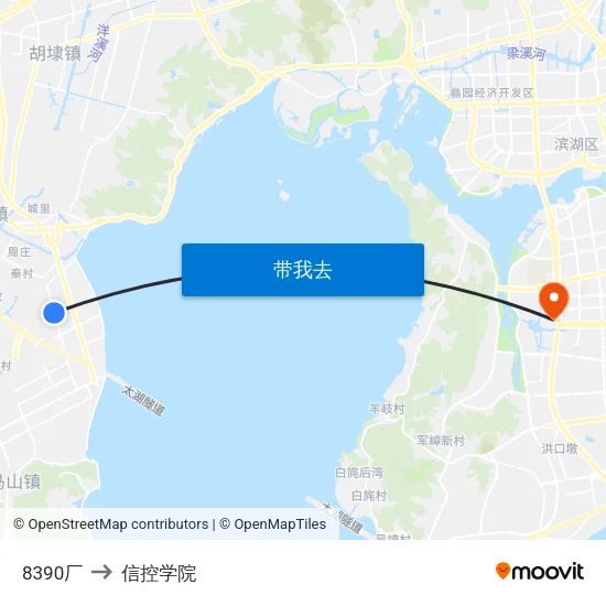 8390厂 to 信控学院 map