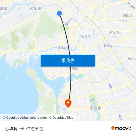 惠华桥 to 信控学院 map