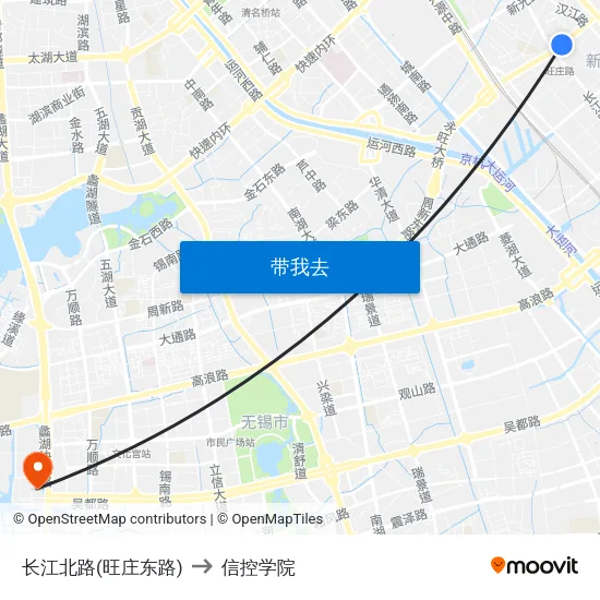 长江北路(旺庄东路) to 信控学院 map