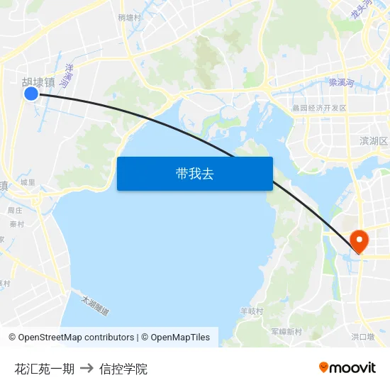 花汇苑一期 to 信控学院 map