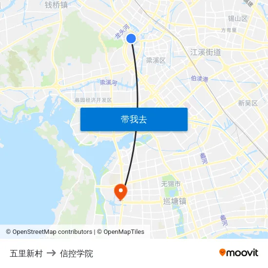 五里新村 to 信控学院 map