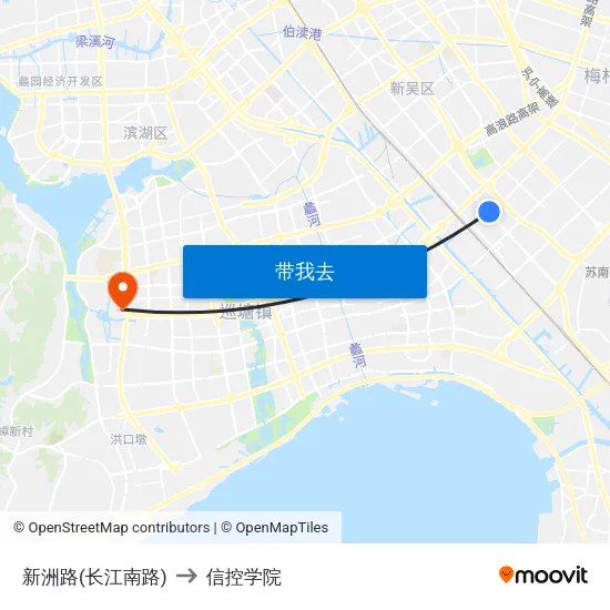 新洲路(长江南路) to 信控学院 map