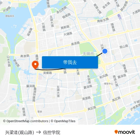 兴梁道(观山路) to 信控学院 map