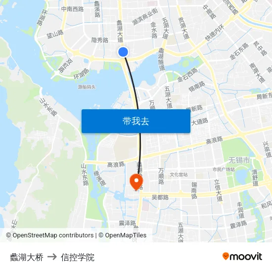 蠡湖大桥 to 信控学院 map