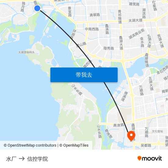 水厂 to 信控学院 map