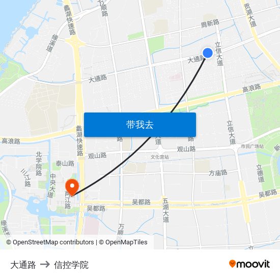 大通路 to 信控学院 map