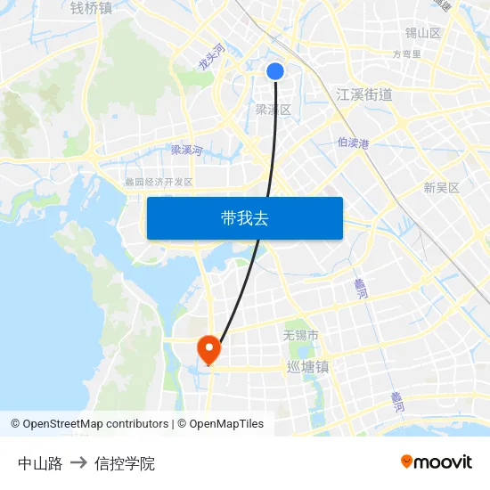 中山路 to 信控学院 map