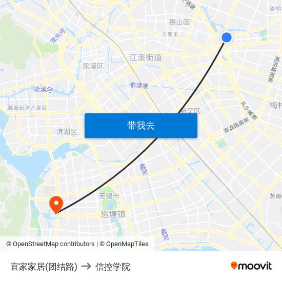 宜家家居(团结路) to 信控学院 map