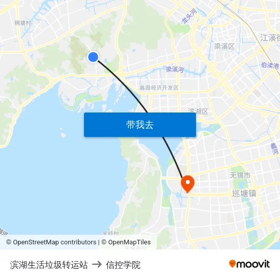 滨湖生活垃圾转运站 to 信控学院 map