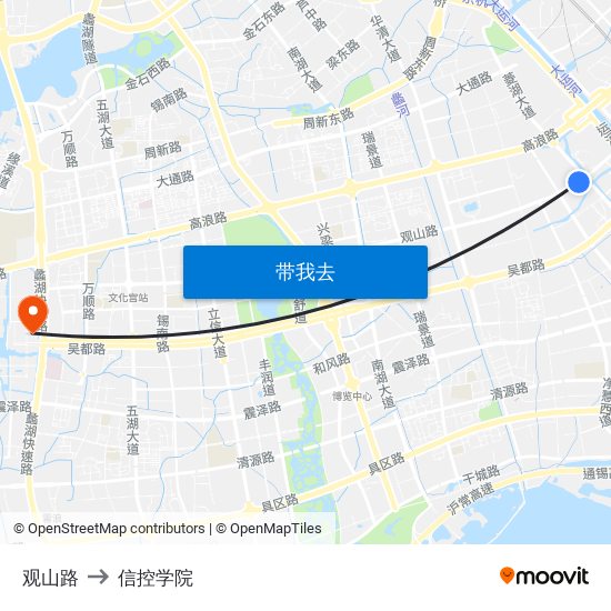 观山路 to 信控学院 map