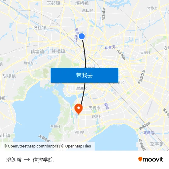 澄朗桥 to 信控学院 map