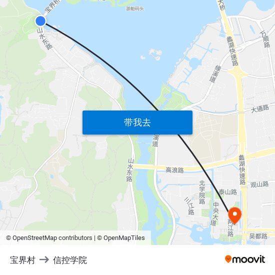 宝界村 to 信控学院 map