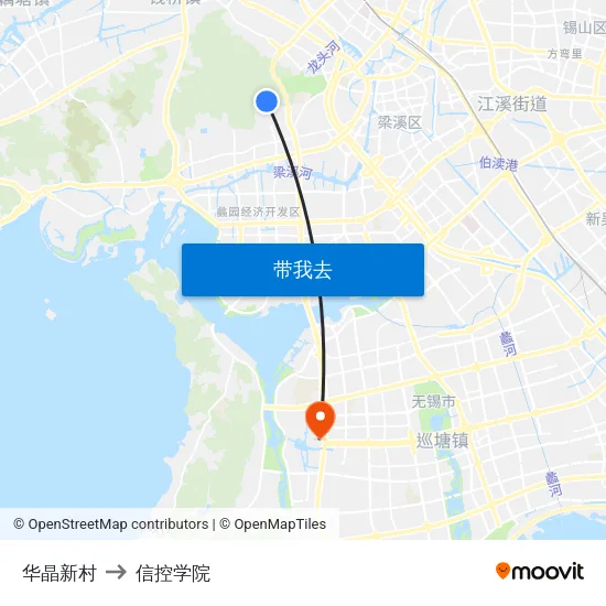 华晶新村 to 信控学院 map