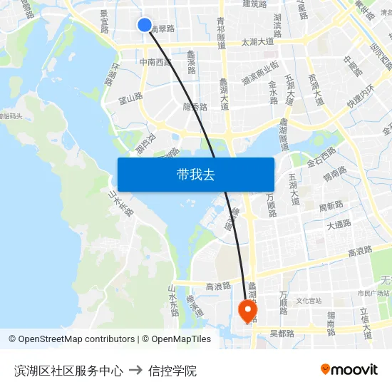 滨湖区社区服务中心 to 信控学院 map