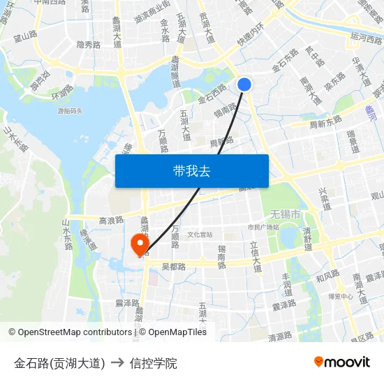 金石路(贡湖大道) to 信控学院 map