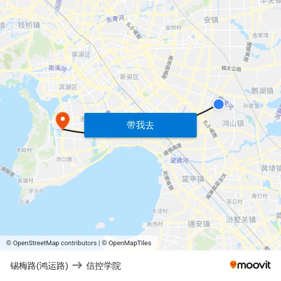 锡梅路(鸿运路) to 信控学院 map