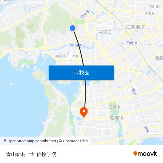 青山新村 to 信控学院 map