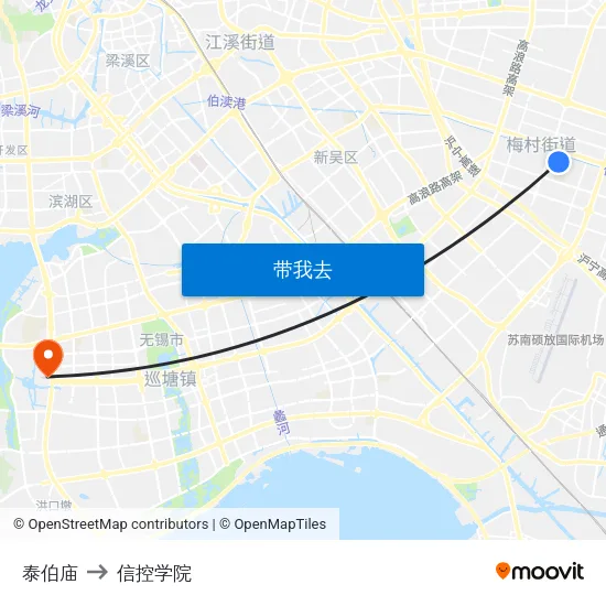 泰伯庙 to 信控学院 map