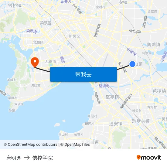 唐明园 to 信控学院 map
