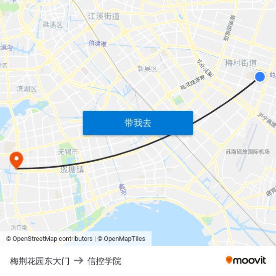 梅荆花园东大门 to 信控学院 map