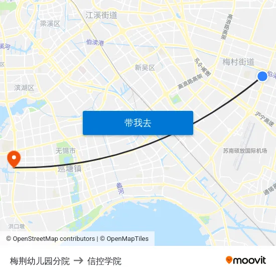 梅荆幼儿园分院 to 信控学院 map