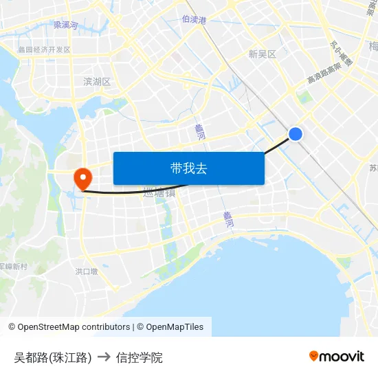吴都路(珠江路) to 信控学院 map