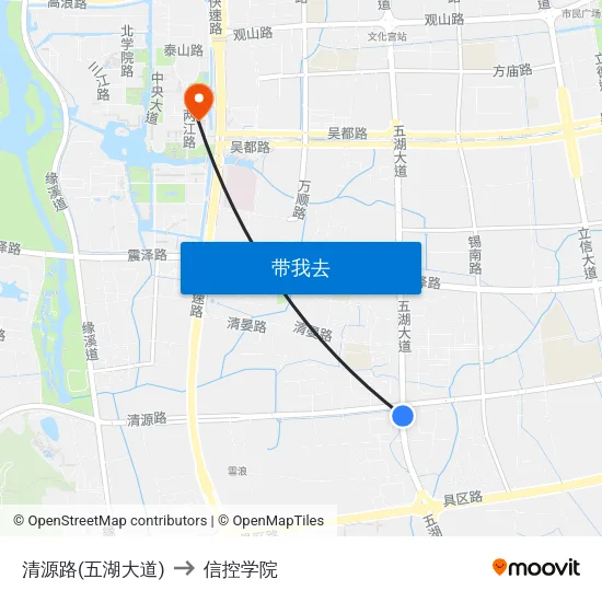 清源路(五湖大道) to 信控学院 map