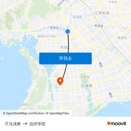 尺马渚桥 to 信控学院 map