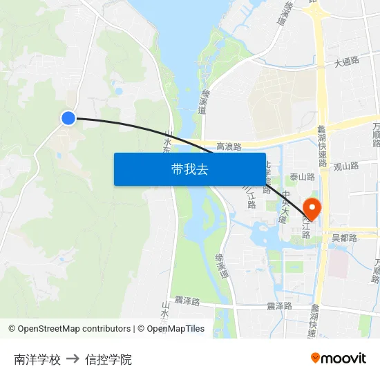 南洋学校 to 信控学院 map