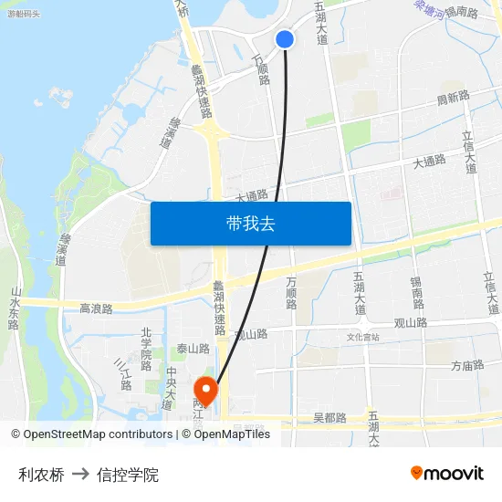 利农桥 to 信控学院 map