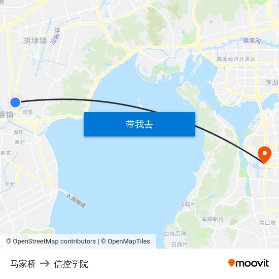 马家桥 to 信控学院 map