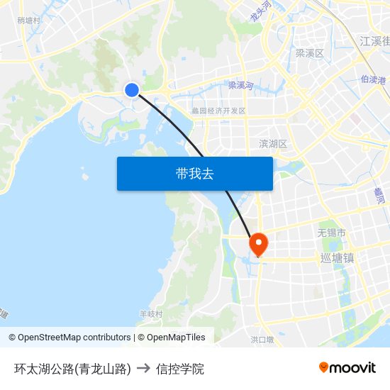 环太湖公路(青龙山路) to 信控学院 map