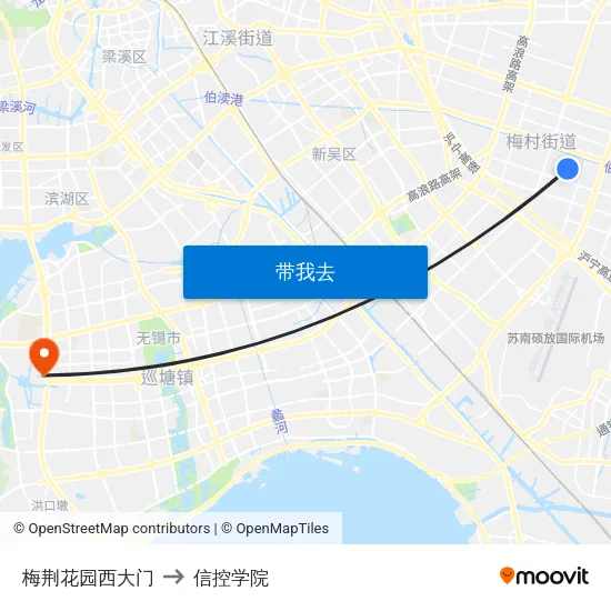 梅荆花园西大门 to 信控学院 map