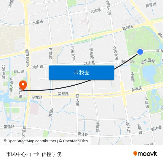 市民中心西 to 信控学院 map