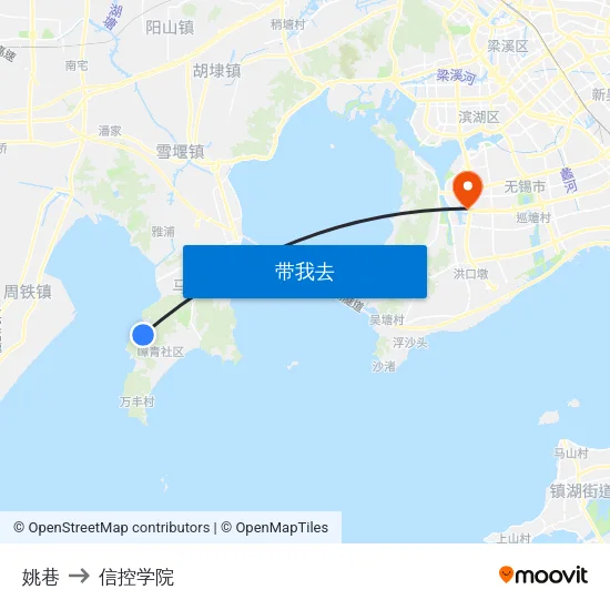 姚巷 to 信控学院 map