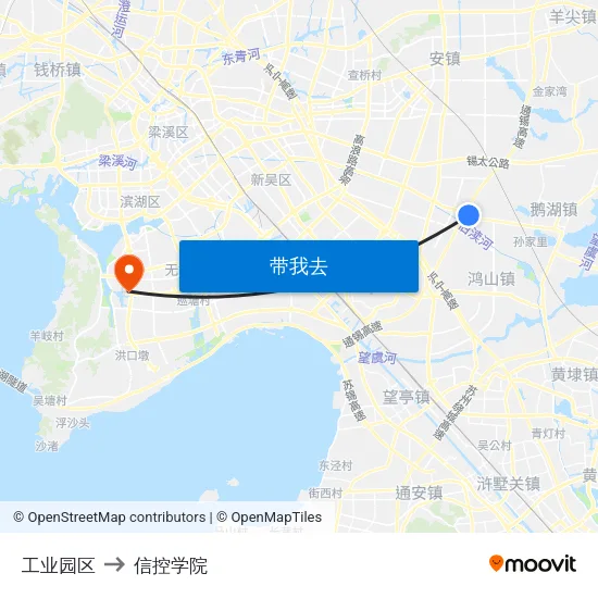 工业园区 to 信控学院 map