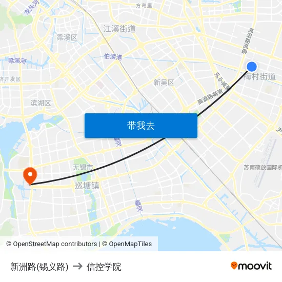 新洲路(锡义路) to 信控学院 map