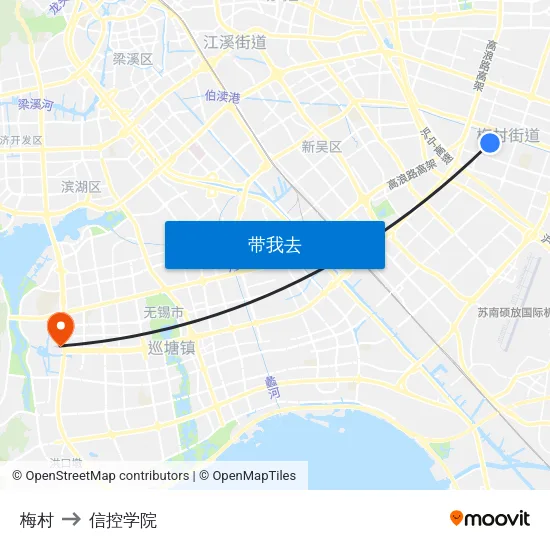 梅村 to 信控学院 map