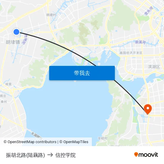 振胡北路(陆藕路) to 信控学院 map