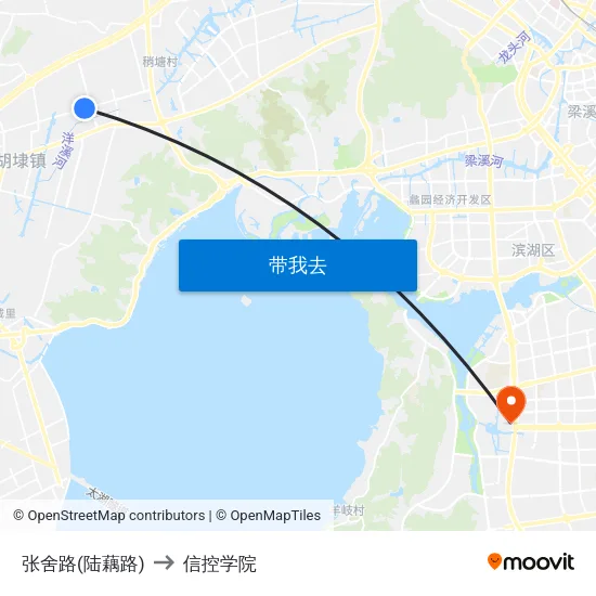 张舍路(陆藕路) to 信控学院 map